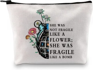 MBMSO Feminist Makeup Bag Strong Woman Gifts Female Empowerment Gifts She was not Fragile Like a Flower She was Fragile Like a Bomb (Feminist)