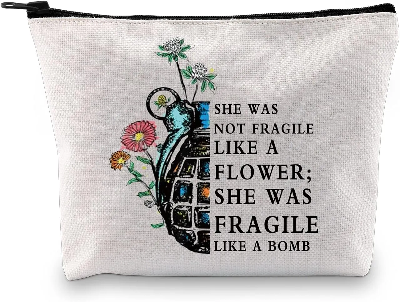 MBMSO Feminist Makeup Bag Strong Woman Gifts Female Empowerment Gifts She was not Fragile Like a Flower She was Fragile Like a Bomb (Feminist)