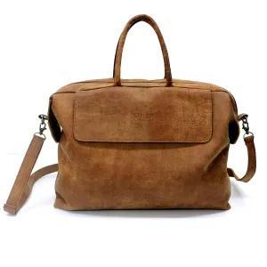 Medium brown leather duffel bag with crossbody strap Handmade everyday briefcase for 13inch laptop