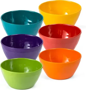 Melamine Small Bowls - 12 Oz Mini Bowl Set of 6, Dipping Bowls for Sauces, Dessert Bowl for Kitchen, Dishwasher Safe, Multicolor