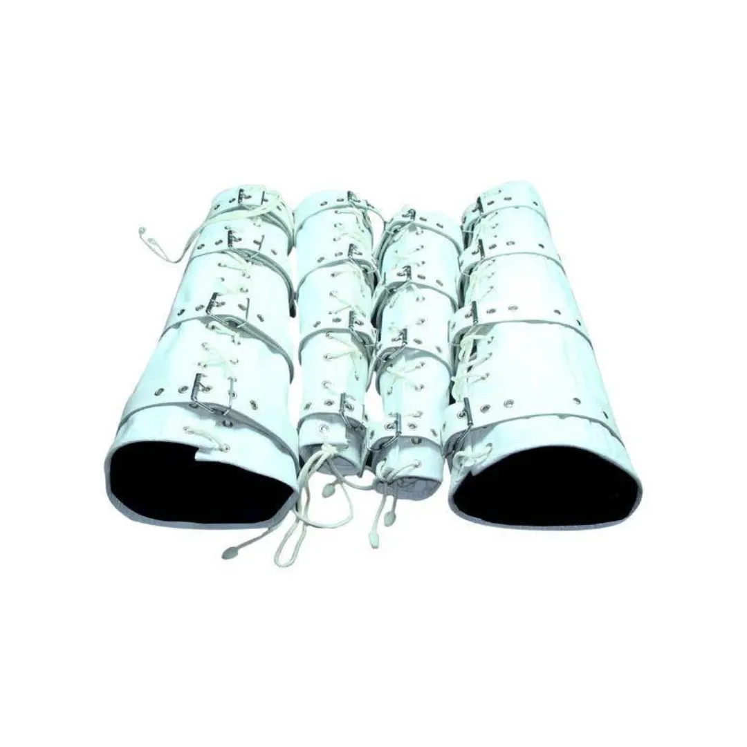 Mens White Leather Arm And Leg Binders Heavy Duty Bondage Set - ABLB - WHT