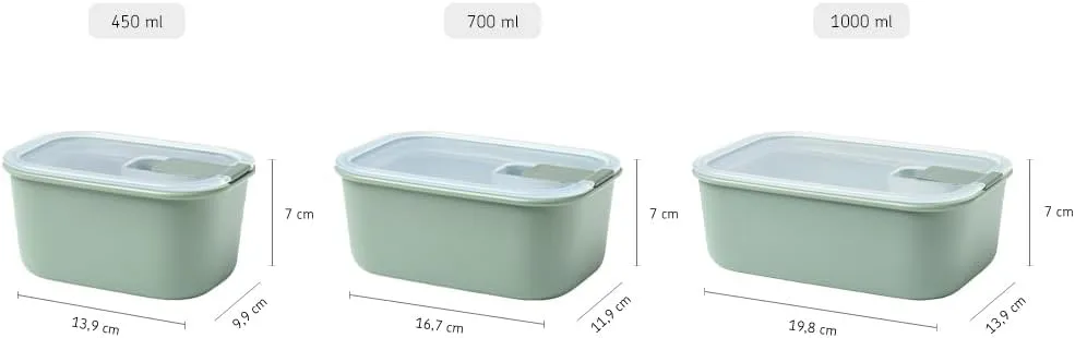 Mepal EasyClip 34oz/1000ml - Leakproof & Airtight Food Storage Container | BPA-Free | One-Click Open & Close System | Nordic-Sage | Made in Holland