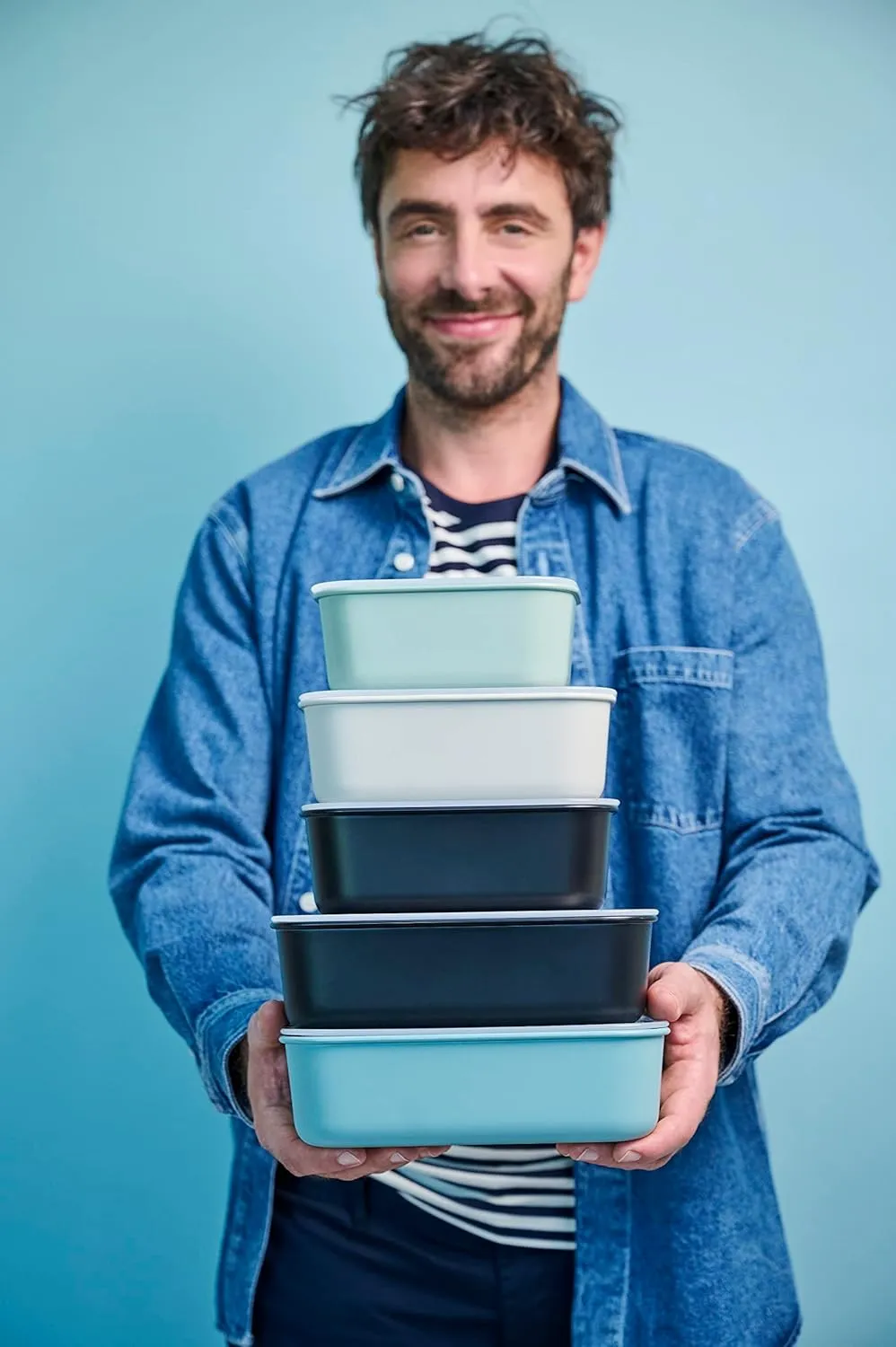 Mepal EasyClip 34oz/1000ml - Leakproof & Airtight Food Storage Container | BPA-Free | One-Click Open & Close System | Nordic-Sage | Made in Holland