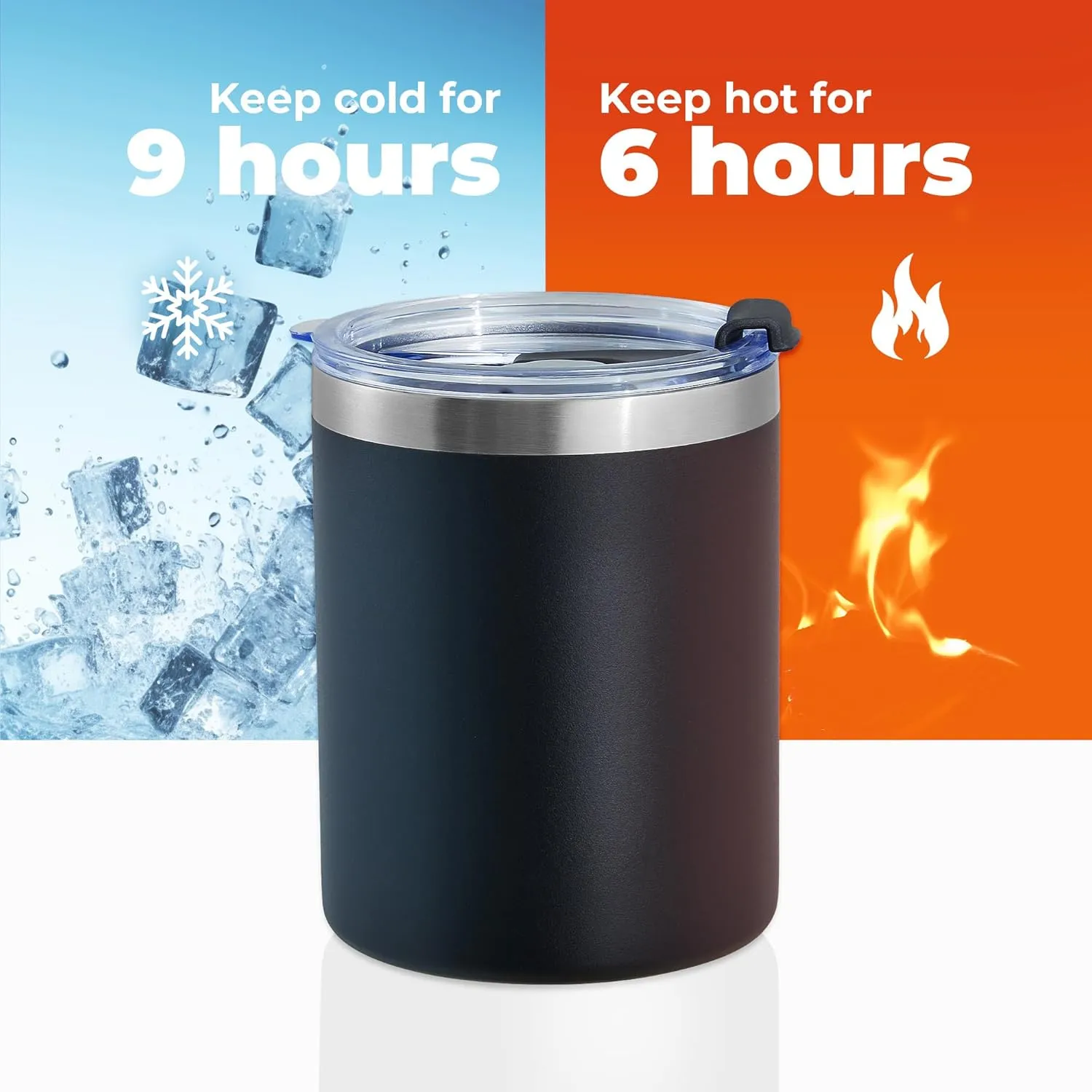 MEWAY 12 oz Lowball, Tumbler Stainless Steel Double Wall Vacuum Insulated Mug with Straw and Lid, Cleaning Brush ，Durable Powder Coated Insulated Coffee Cup for Cold & Hot Drinks (MIX,4 pack)