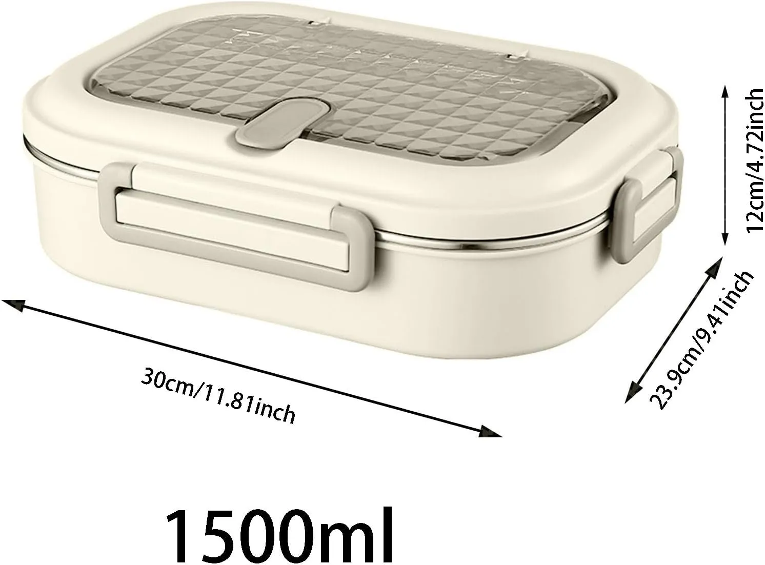Microwaveable Stainless Steel Insulated Bento Bo X 1500/2000ml(Large Capacity Partition) With Soup Bowl Spoon Fork And Bag (B, One Size)