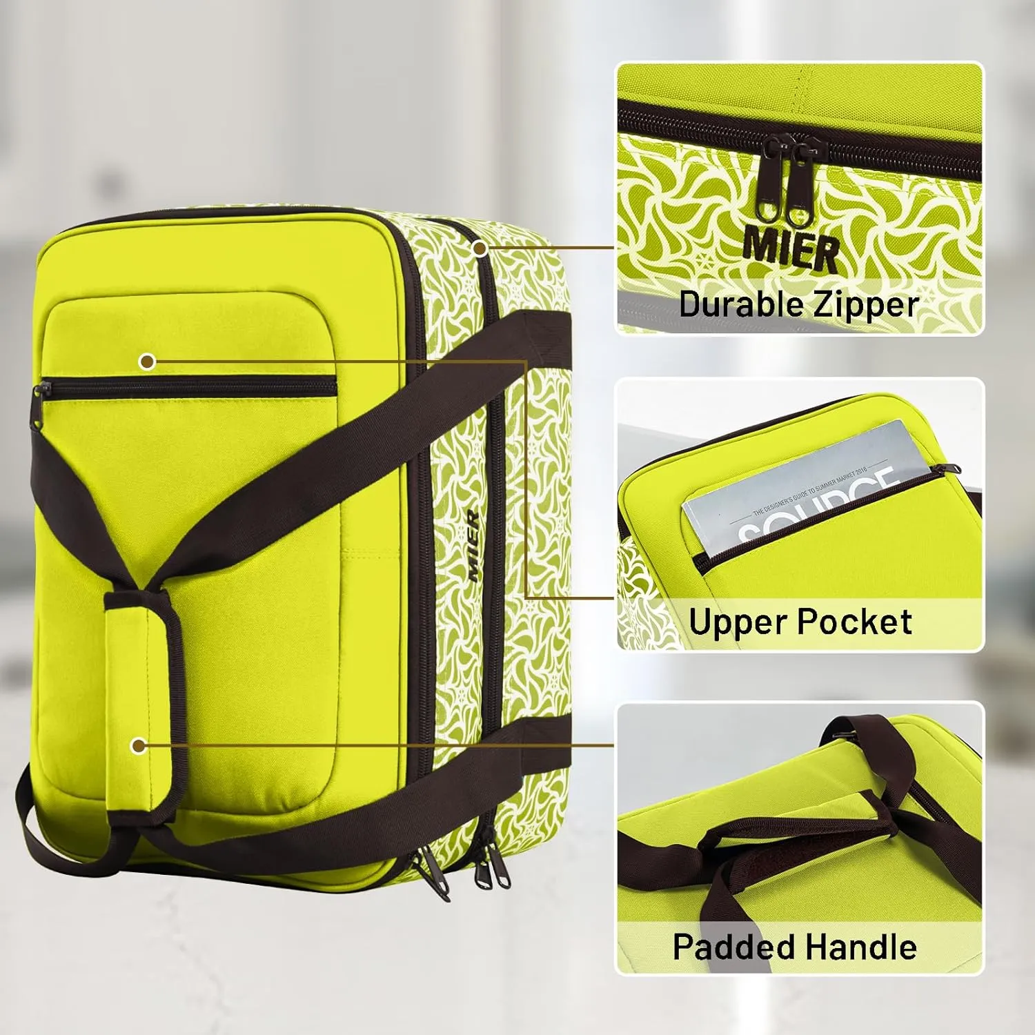 MIER Insulated Casserole Carrier Fits 9"x13" Baking Dishes/Foil Pans, Double Food Carriers Bag Thermal Holder for Hot or Cold Food Lasagna Lugger Potluck Parties Picnic Travel, Green