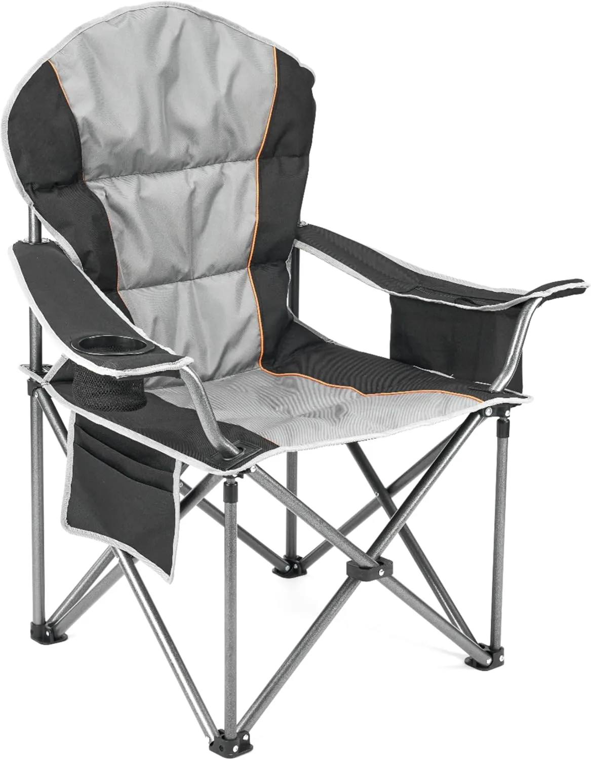 Millies Oversized Camping Folding Chair, Heavy Duty Padded Chair with Cup Holder Storage and Cooler Bag, 5000 LBS Steel Frame