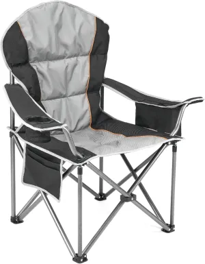 Millies Oversized Camping Folding Chair, Heavy Duty Padded Chair with Cup Holder Storage and Cooler Bag, 5000 LBS Steel Frame