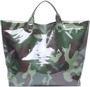 MINGRI Large Tote Bags for Women PVC Clear Totes Bag Plastic Carry All Bag Kraft Paper Shoulder Handbag Hobo for Work Travel