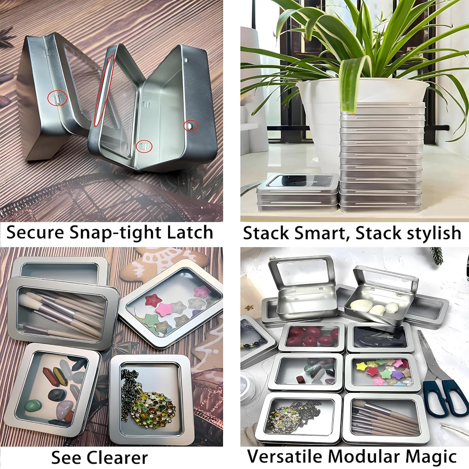 Mini Altoid Tin Box-12 Pcs With Clear Lids-Empty Mint Tins,Craft & Sewing Storage,Cookie Tins,Metal Tin Cans With,Small Box With Lid,Boxes With Hinged Lids,Bead Organizer