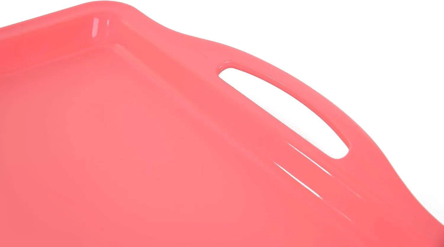 Mintra Home Durable Serving Tray (1pk, Salmon) - Platter with Handle 14in, Salmon, (Heavy Duty,Large Capacity Great for Kitchen, Wedding, Restaurant Indoor or Outdoor Picnic Camping
