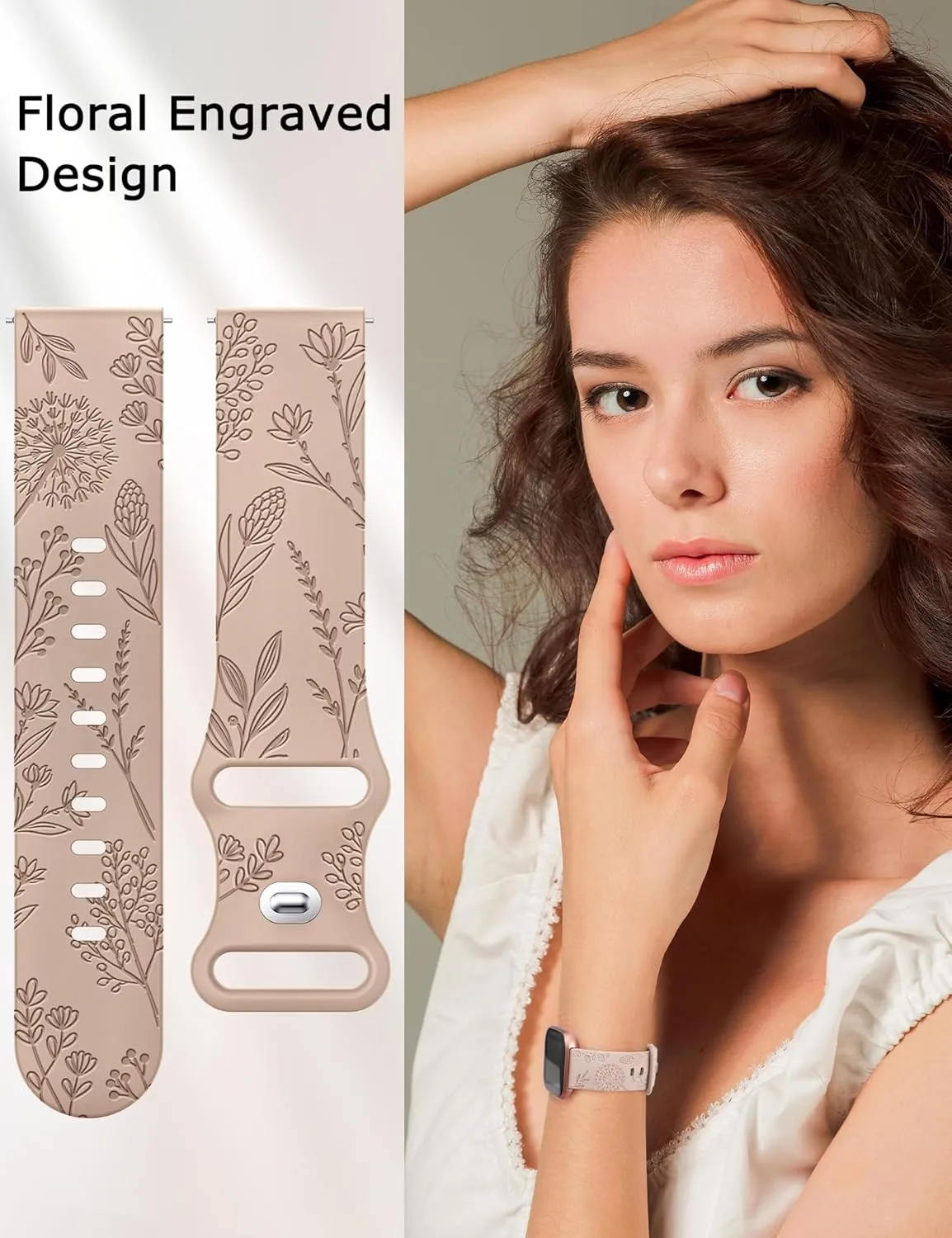 Minyee 3 Packs Floral Engraved Band Compatible with Fitbit Versa 2 Band/Versa Lite/Versa Band Women, Cute Soft Silicone Dandelion Flower Pattern Sport Designer Fancy Summer Strap for Versa 2