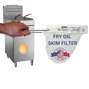 MirOil SK4 Fry Oil Skim Filter Bag with Frame, Use for Fryer Skimming and Top Filtering, Easy to Clean Frying Oil Filter Bag, Strainer for Cooking Oil - Size L x 13" x W x 7.5"