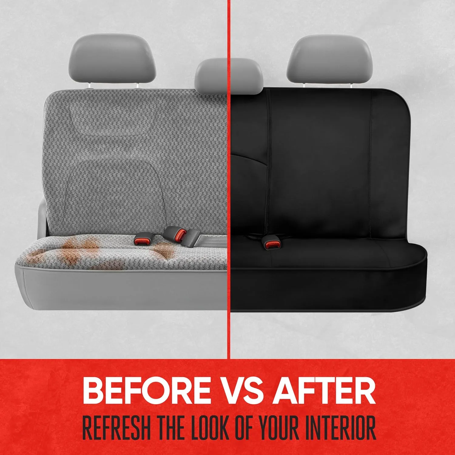 Motor Trend SpillGuard Waterproof Rear Split Bench Seat Covers for Trucks Rear Seat Cover Only - Black Car Seat Covers, Back Seat Covers Only - Durable Neoprene Spill Resistant for Kids & Dogs