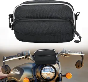 Motorcycle Bag with Waterproof Cover，Multi-Purpose Black Motorbike Tool Handlebar Storage Bags Accessories for Cruiser Softail Dyna Sportsters Dirt Bike Bicycles