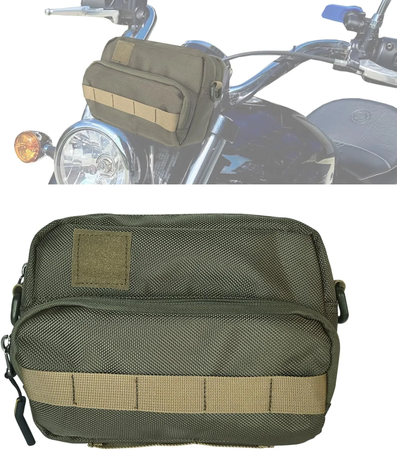 Motorcycle Handlebar Bag Motorcycle Pouch Front Handle Bar Bag Storage Bag Forks Bag Saddle Bag Accessories Compatible with Cruiser Softail Dyna Sportsters Dirt Bike Green