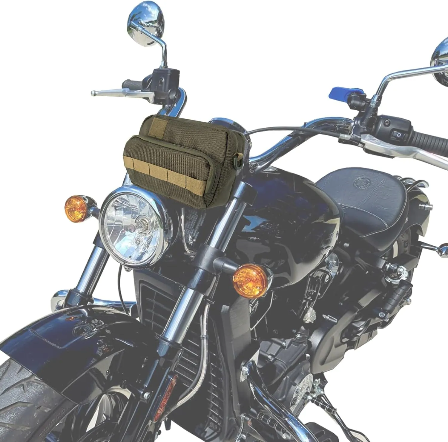 Motorcycle Handlebar Bag Motorcycle Pouch Front Handle Bar Bag Storage Bag Forks Bag Saddle Bag Accessories Compatible with Cruiser Softail Dyna Sportsters Dirt Bike Green