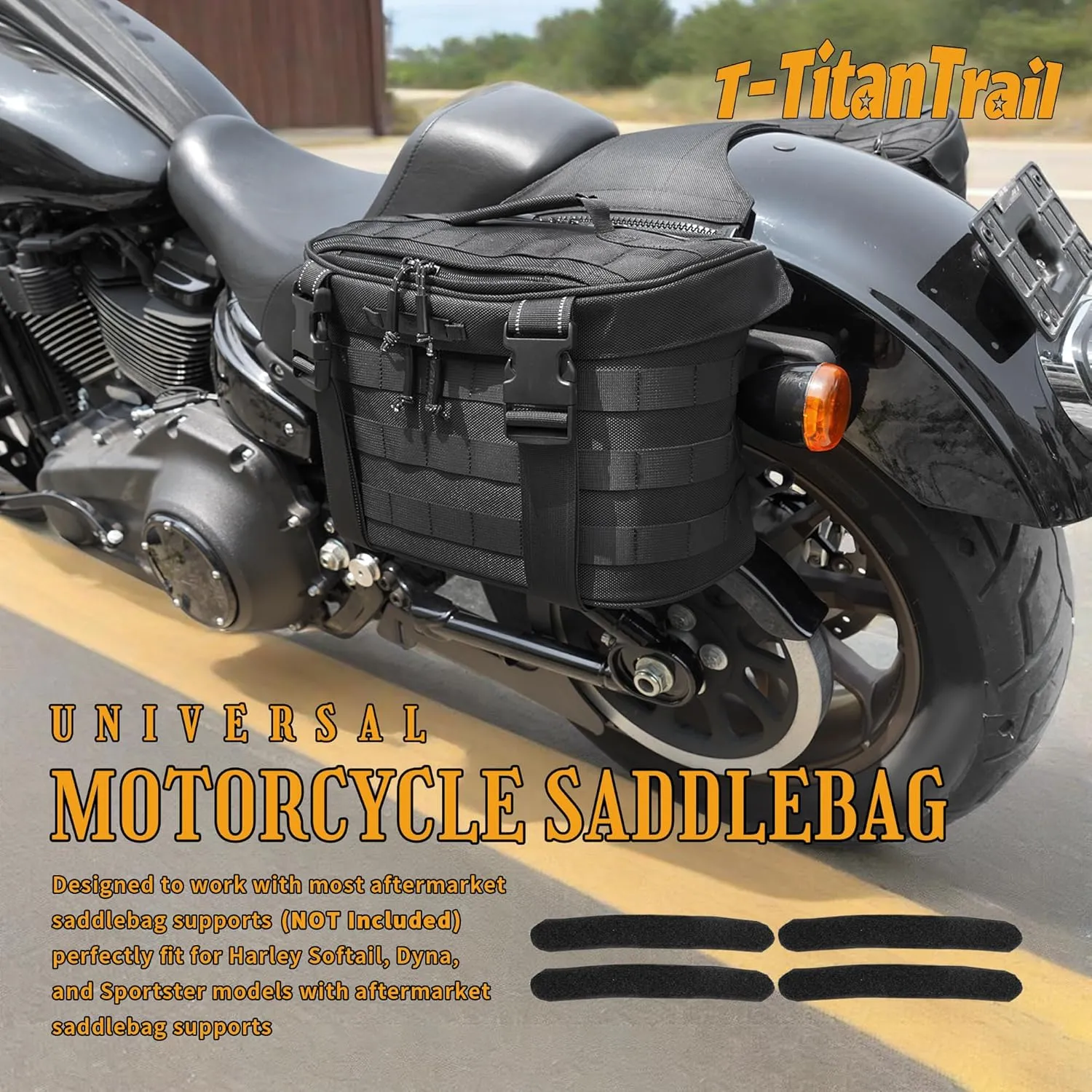 Motorcycle Saddlebags 25L Universal Throw Over Saddle Bags Waterproof Large Capacity Duffle Gear Organizer for Camping Trip Travel Outdoor with Raincover, Black
