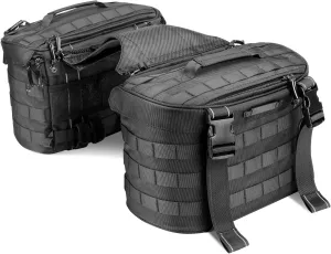 Motorcycle Saddlebags 25L Universal Throw Over Saddle Bags Waterproof Large Capacity Duffle Gear Organizer for Camping Trip Travel Outdoor with Raincover, Black