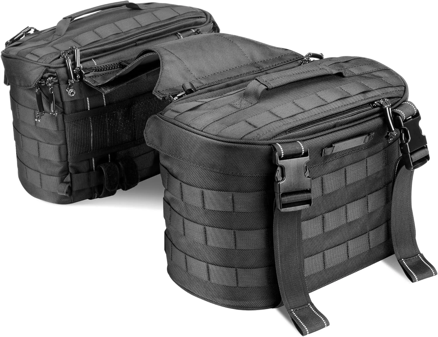 Motorcycle Saddlebags 25L Universal Throw Over Saddle Bags Waterproof Large Capacity Duffle Gear Organizer for Camping Trip Travel Outdoor with Raincover, Black