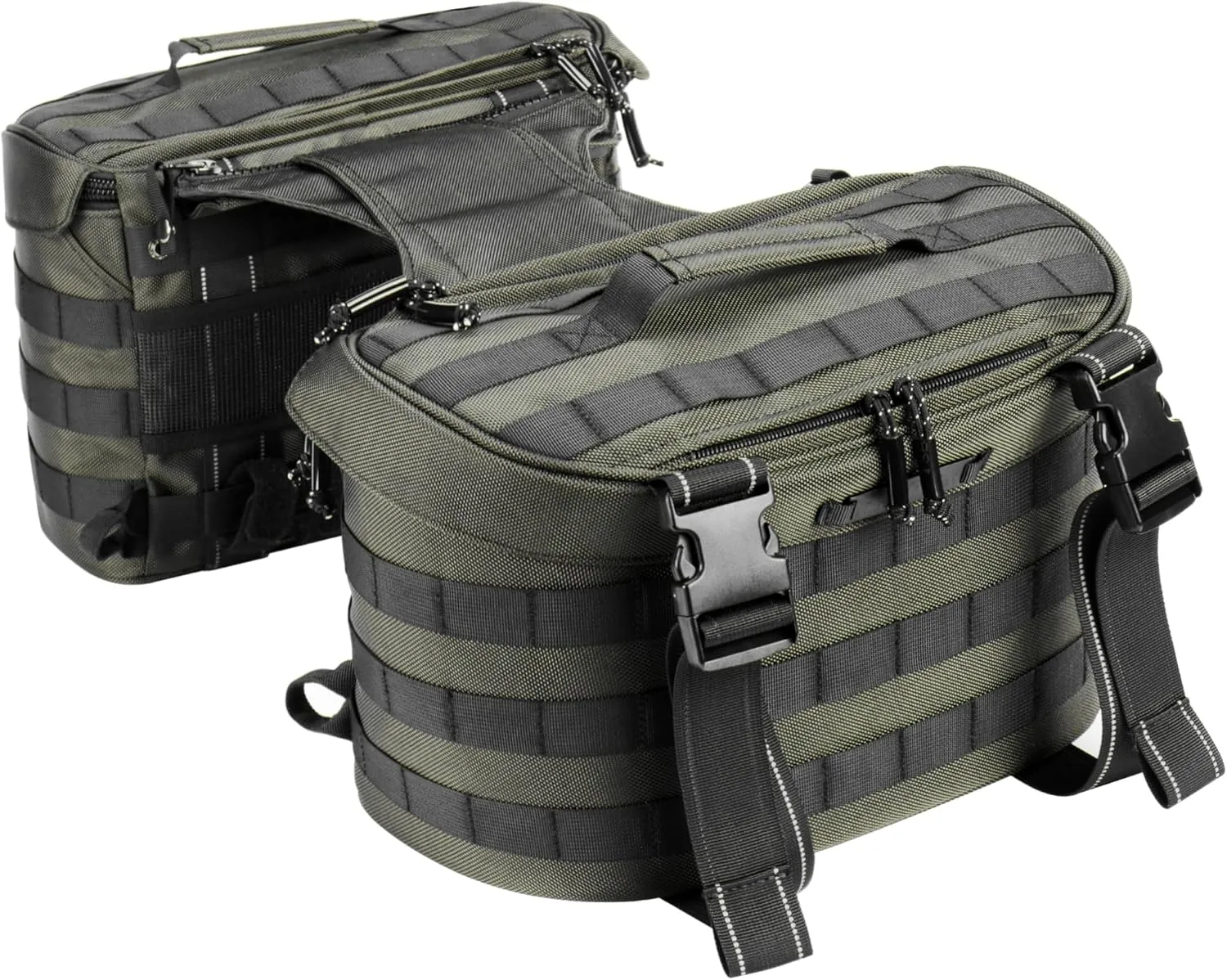 Motorcycle Saddlebags 25L Universal Throw Over Saddle Bags Waterproof Large Capacity Duffle Gear Organizer for Camping Trip Travel Outdoor with Raincover, Green