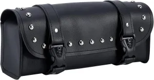 Motorcycle Tool Bags - Universal Handlebar & Fork Bag with Studs (Black, 12'x3.5'x4.75')