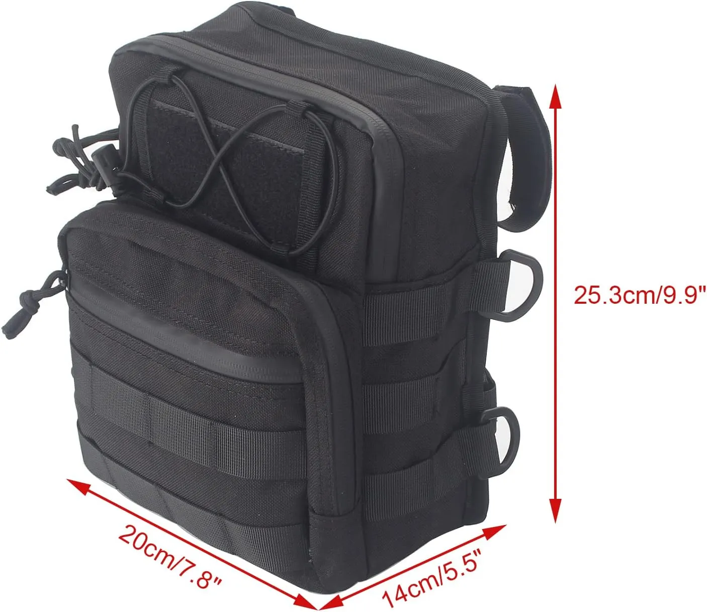Motorcycle Universal Club Style Utility Molle Traveller Bar Handlebar T-Bar Bag Handle Bags, Fit For Harley Dyna Street Bob Softail Sportster, Tool Pouch Trunk Storage Bag, Velocity Red Sunglo
