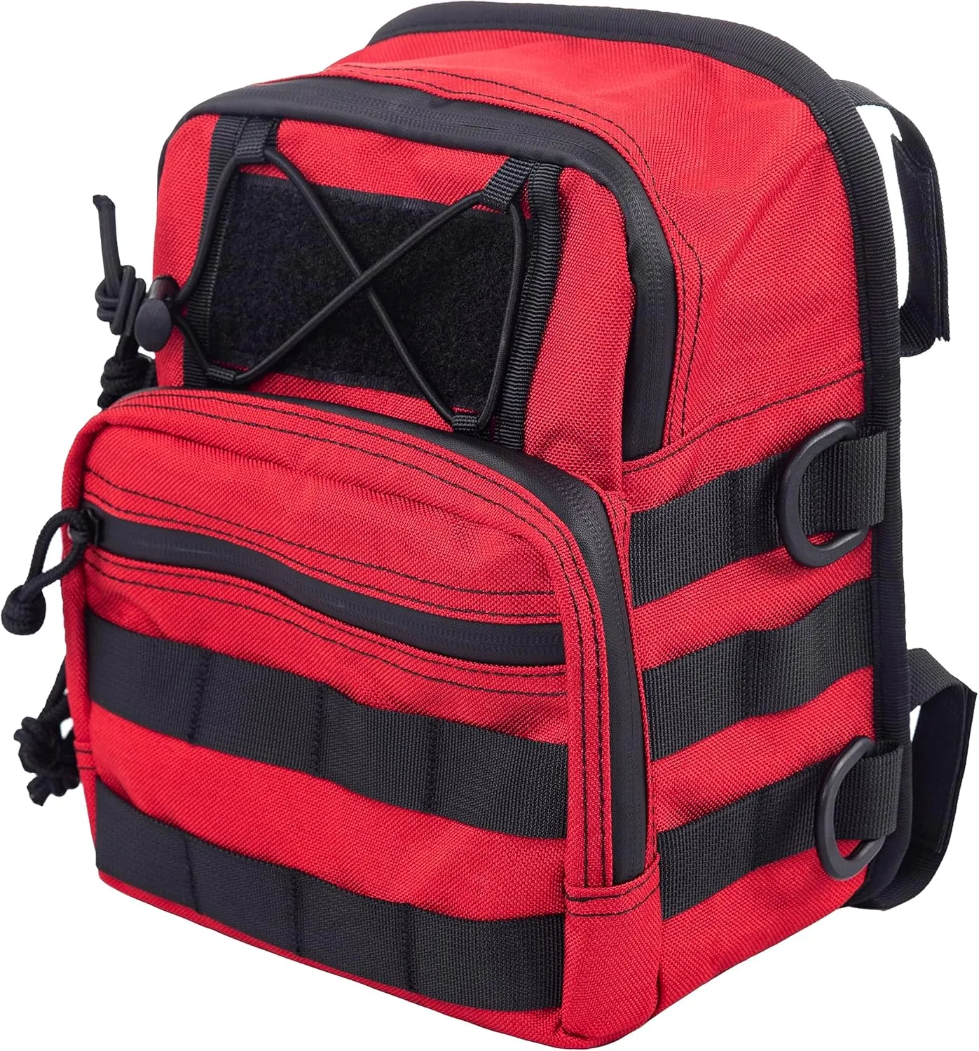 Motorcycle Universal Club Style Utility Molle Traveller Bar Handlebar T-Bar Bag Handle Bags, Fit For Harley Dyna Street Bob Softail Sportster, Tool Pouch Trunk Storage Bag, Velocity Red Sunglo