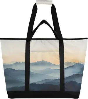 Mountain Reusable Insulated Lunchbox Cooler Bag, Leakproof Kitchen Grocery Bag Collapsible Portable Cooler Tote Bag for Picnic, Camping, Office, Travel