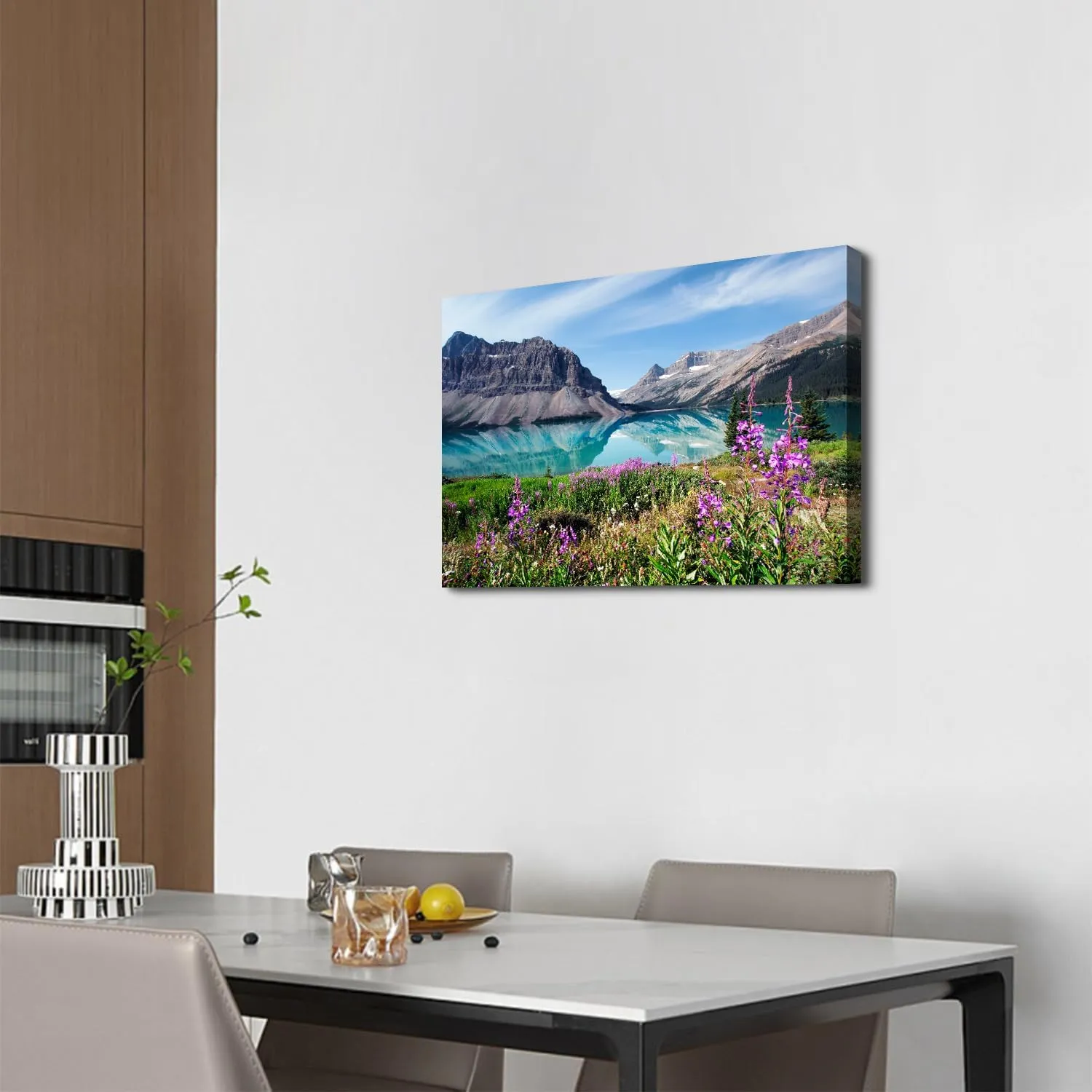 Mountain Scenery Canvas Wall Art National Park Picture Wall Decor Blue Mountain Lake Landscape Poster Prints Painting Modern Artwork Painting for Living Room Bedroom Kitchen Home Decorations 16x24”