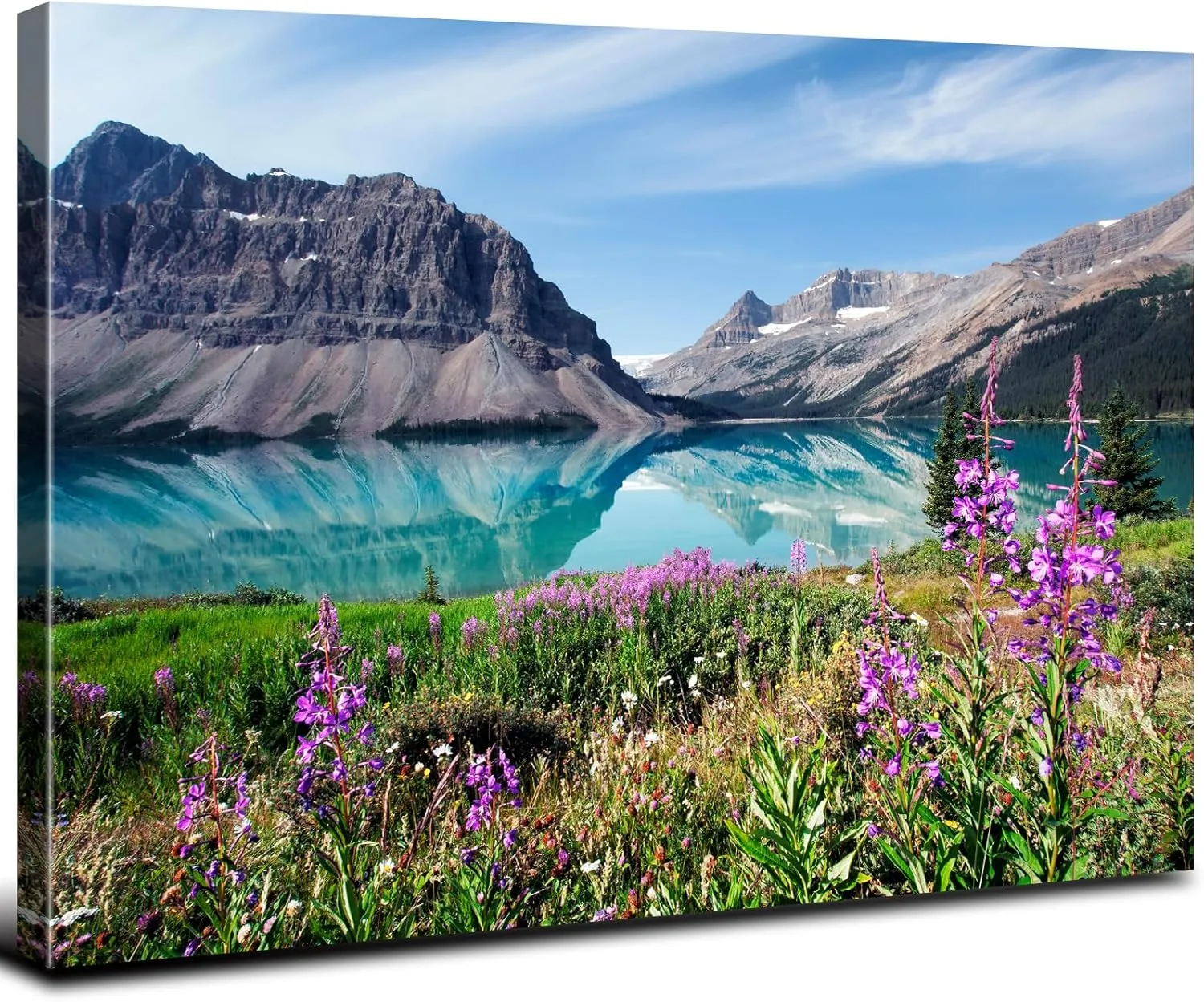 Mountain Scenery Canvas Wall Art National Park Picture Wall Decor Blue Mountain Lake Landscape Poster Prints Painting Modern Artwork Painting for Living Room Bedroom Kitchen Home Decorations 16x24”