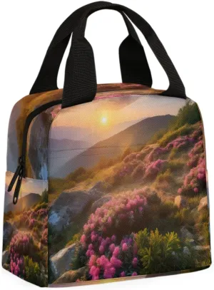 Mountain Top Sunrise Lunch Bag Peak Flower Tote Lunch Bag Reusable Lunch Box Leakproof Cooler Bag