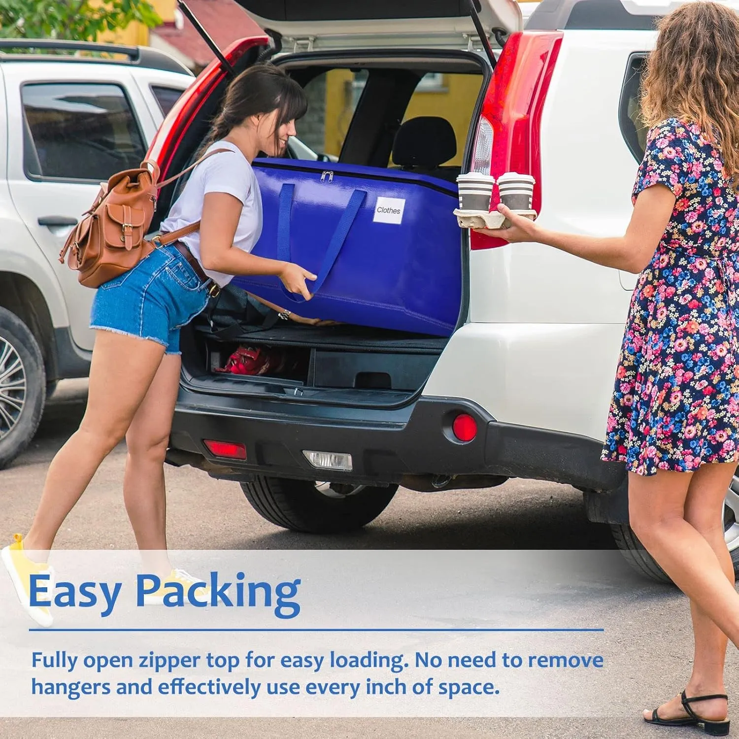 Moving Bags, Storage Bags with Sturdy Handles and Heavy Duty Zippers, Storage Totes for Space Saving, Moving & Storage, Collapsible Moving Supplies(125L, 6-Pack, Blue)