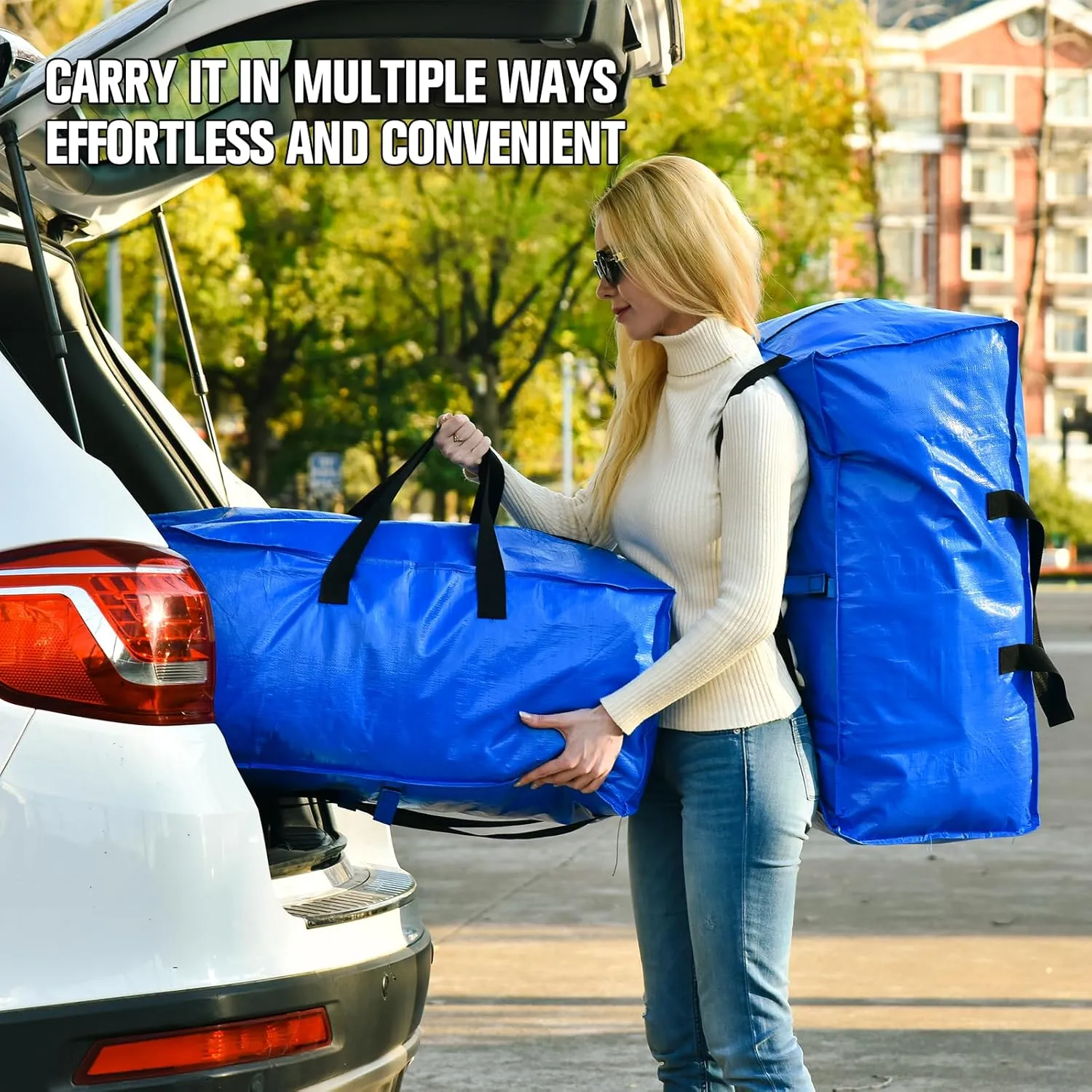 Moving Bags, Storage Totes, Extra Large Storage Bags for Moving Supplies, College Dorm Essentials, Bedroom Closet, Packing Bags with Backpack Handles Zipper Compatible with IKEA Frakta Cart（2 Pack）