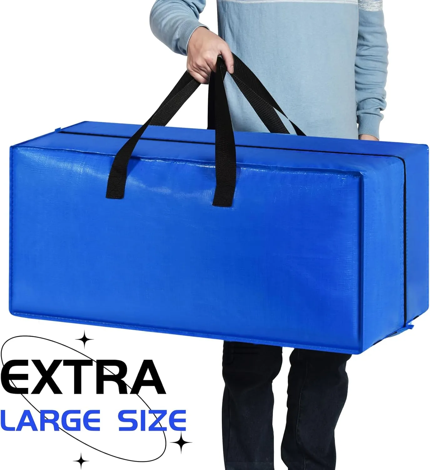 Moving Bags, Storage Totes, Extra Large Storage Bags for Moving Supplies, College Dorm Essentials, Bedroom Closet, Packing Bags with Backpack Handles Zipper Compatible with IKEA Frakta Cart（2 Pack）