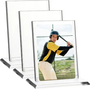 Mudder 3 Pack Acrylic Baseball Card Frame Display Stand Trading Card Holder Clear Display Stand