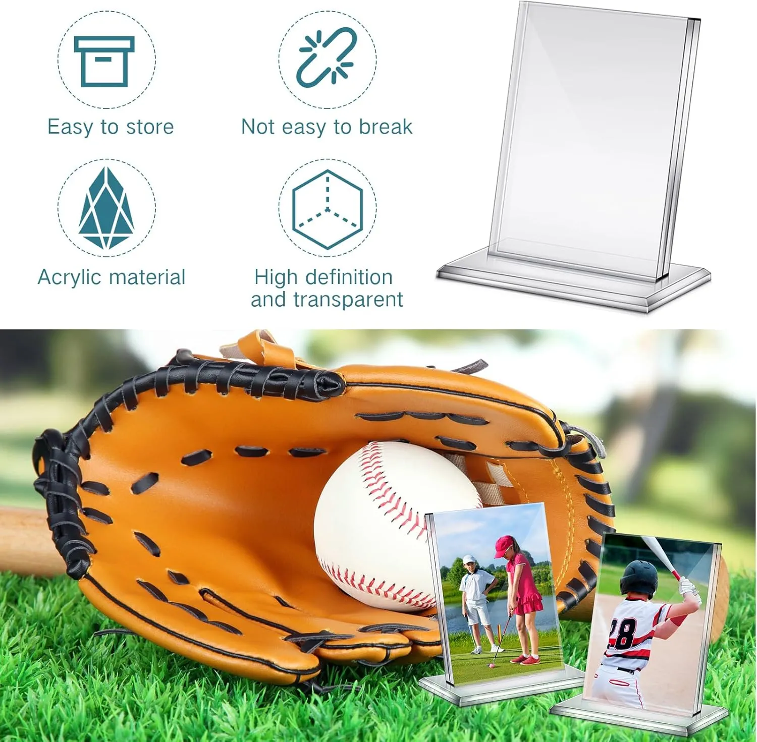 Mudder 3 Pack Acrylic Baseball Card Frame Display Stand Trading Card Holder Clear Display Stand