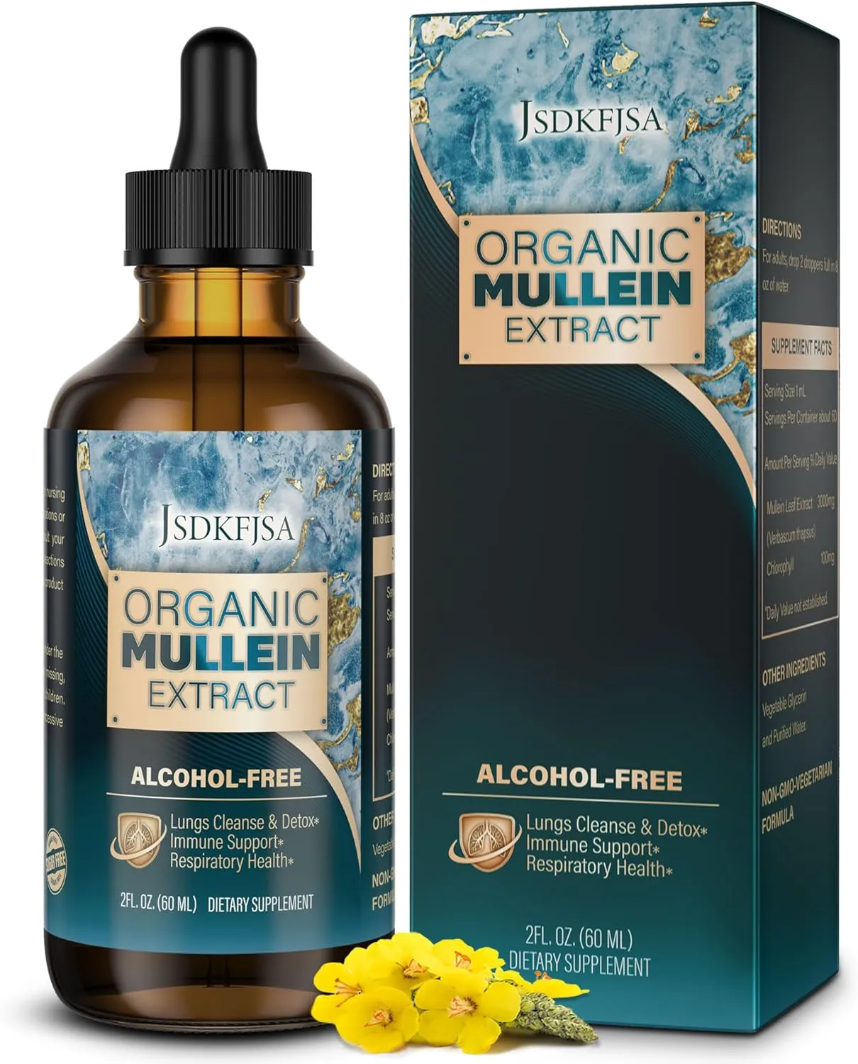 Mullein Drops for Lungs,Support Lung Cleanse/Detox & Respiratory Function for Healthy Breathing - Mullein Leaf Extract for Lungs-2 fl.oz