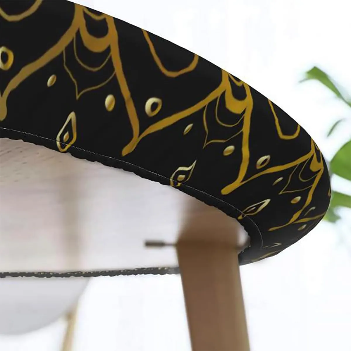 Multicolor Round Fitted Tablecloth with Elastic Edge Flower Motifs Details Traditional Eastern Elastic Edge Waterproof Table Cover Table Cloth for Round Table Geometric Fit for 40"-43" Table
