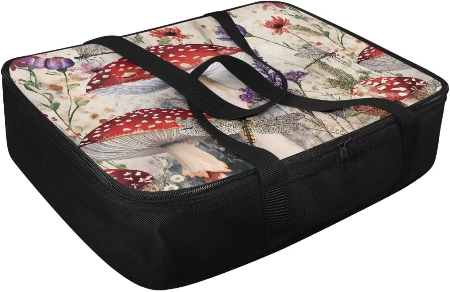 Mushroom Print Casserole Carrier Insulated Casserole Carriers for Hot or Cold Food Travel Food Warmer Bag Casserole Dish with Lid and Carrying Case, Pioneer Woman Dishes Carrier