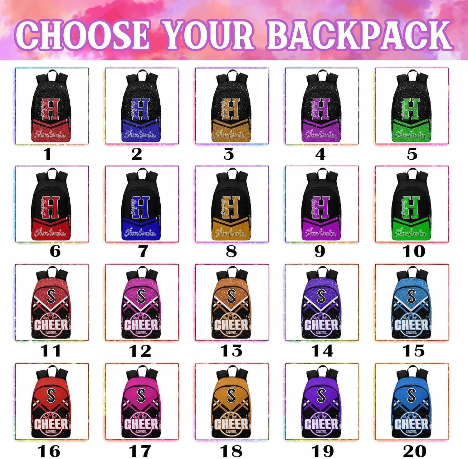 MyPupSocks Personalized Bookbag School Backpack Bookbag for Girls Boys Kids Cheerleaders Custom Waterproof School Bag Backpack for Son Daughter