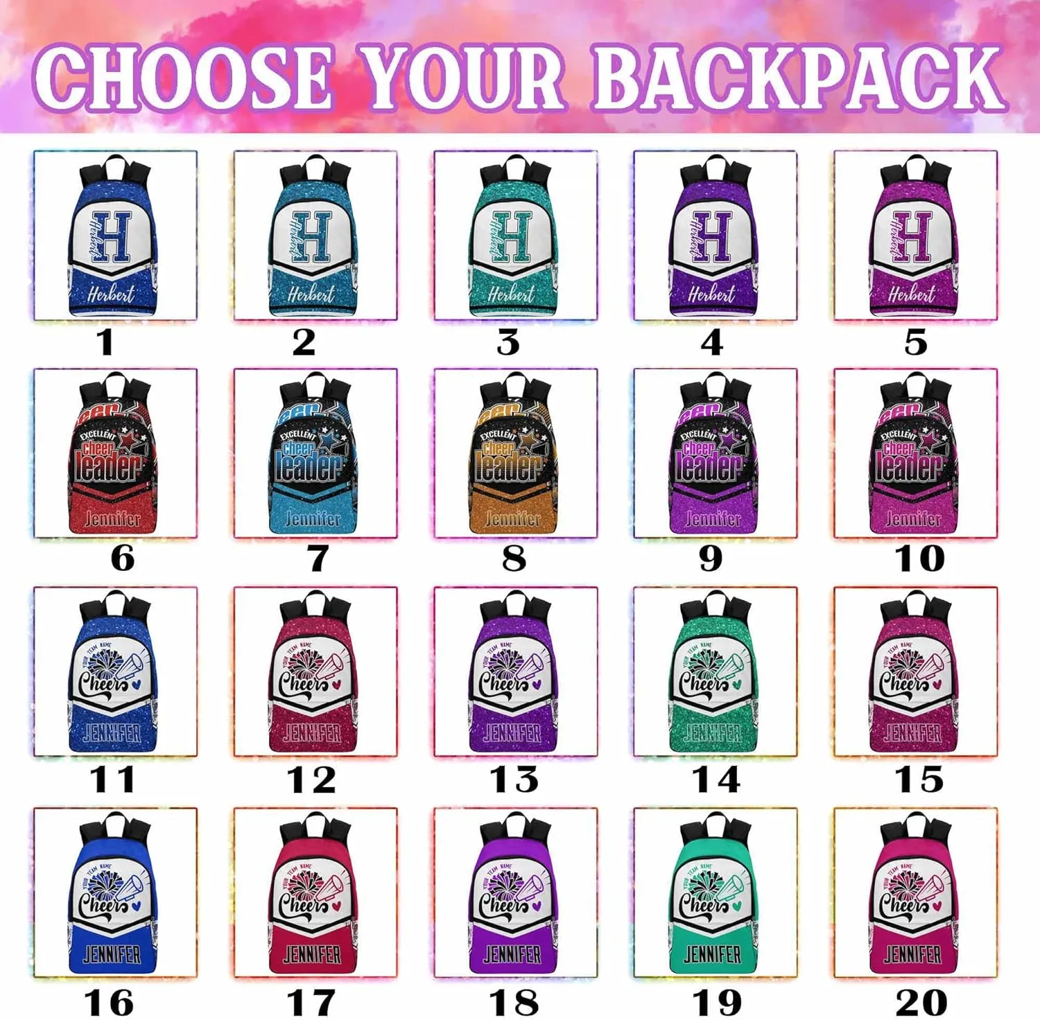 MyPupSocks Personalized Kids Back to School Supplies Backpack School Bag Cheerleaders for Kids Add Your Own Name Customize Waterproof Laptop Bag