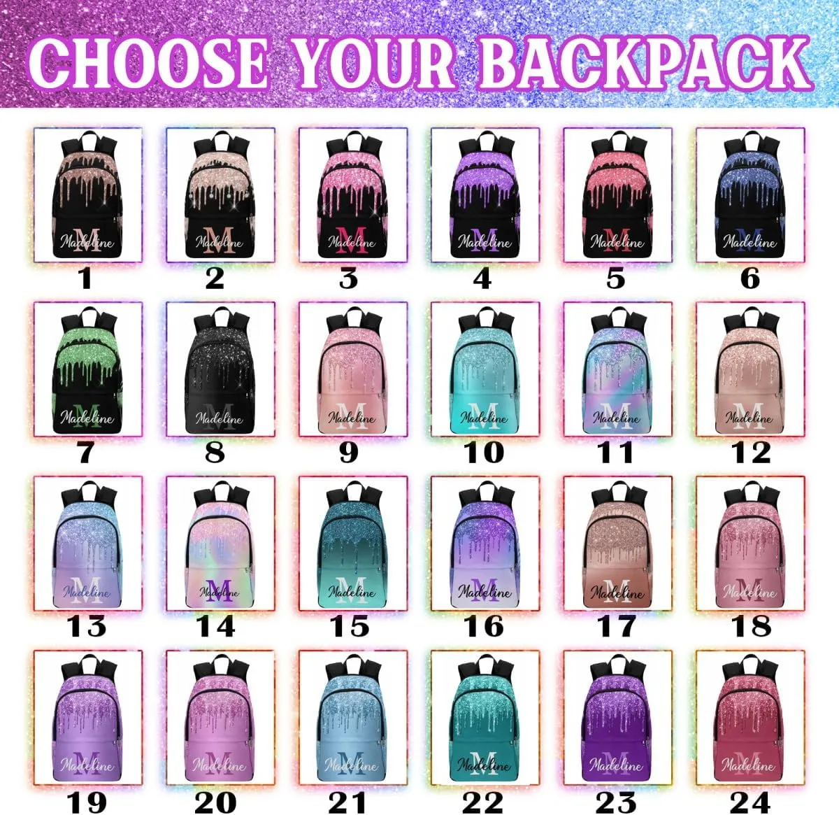 MyPupSocks Personalized Name Backpack Personalized School Bags for Teens Double Bows Girl Customize School Bag Backpack
