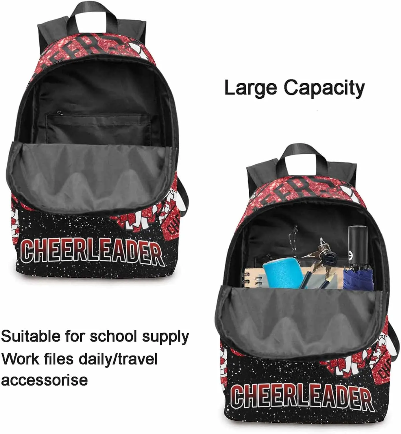 MyPupSocks Personalized Waterproof Elementary Backpack Personalized School Bags Cheerleaders for Teens with Name Text Customize School Bag Backpack