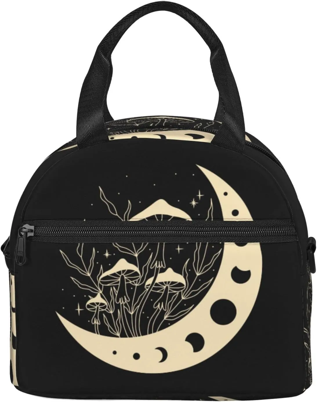Mystical Mushroom Magic Moon Lunch Bag Hand Tote Crossbody Insulated Lunch Bag Large Portable Lunch Box