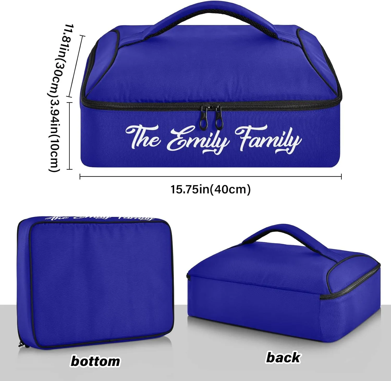 Navy Custom Casserole Carriers for Hot or Cold Food Personalized Name Insulated Casserole Dish Carrier Bag Lunch Tote Bag for Cookouts Party Picnic Beach