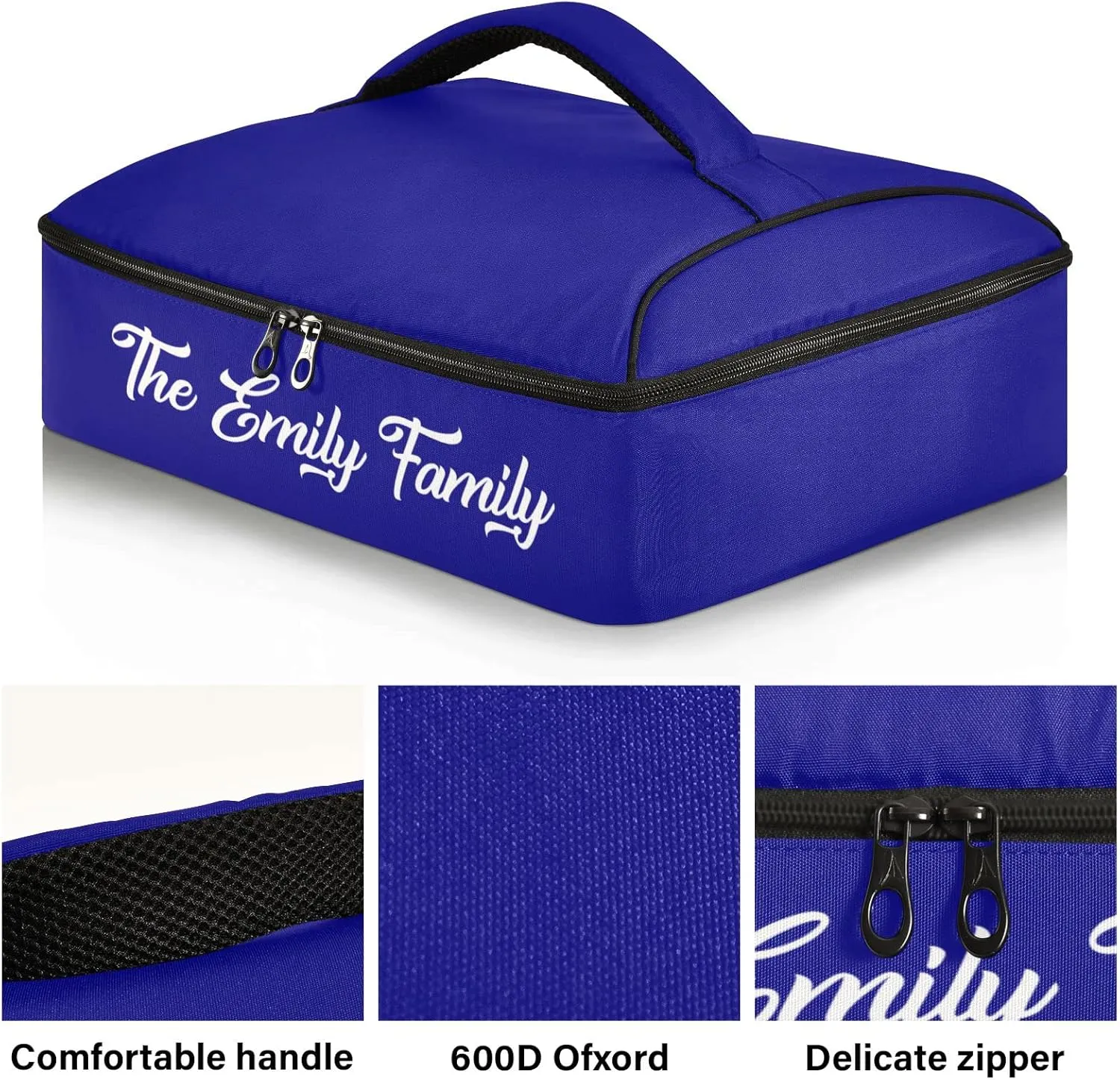 Navy Custom Casserole Carriers for Hot or Cold Food Personalized Name Insulated Casserole Dish Carrier Bag Lunch Tote Bag for Cookouts Party Picnic Beach