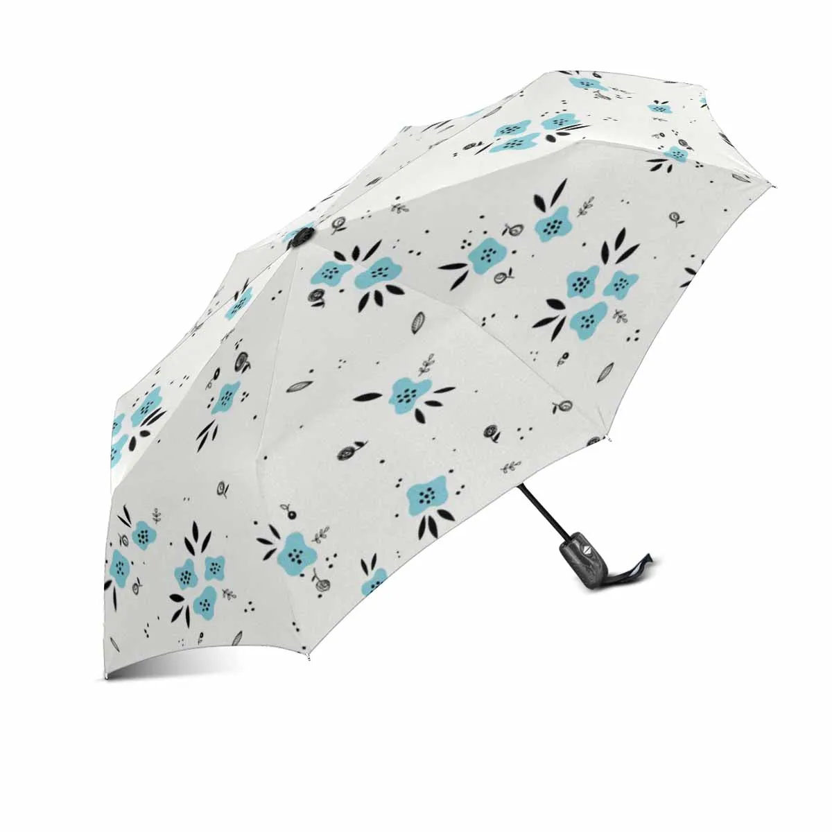 navy cute flowers pattern totes umbrella automatic windproof foldable