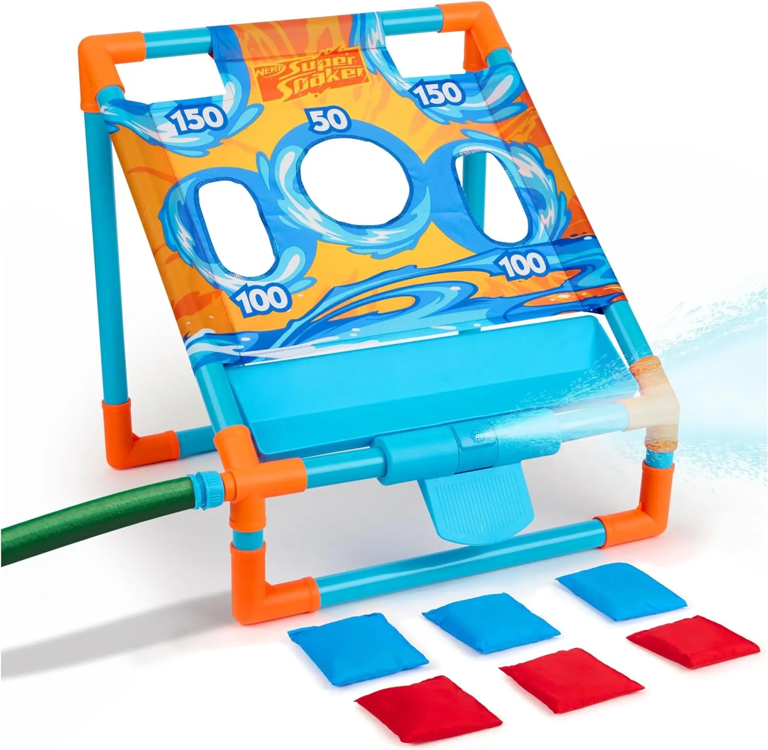 Nerf Super Soaker Toss ‘N Splash Cornhole Set – Bean Bag Toss Game for Kids with a Splashtastic Water Twist for Outdoor Fun