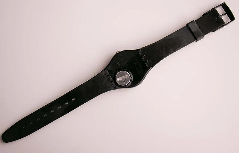 NERO GB722 Swatch Watch Vintage | All Black Minimalist Date Swatch Watch